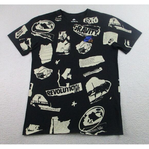 Nike‎ Air T Shirt Mens Small Black Legacy Zero Gravity AOP Logo Short Sleeves S - Picture 1 of 7